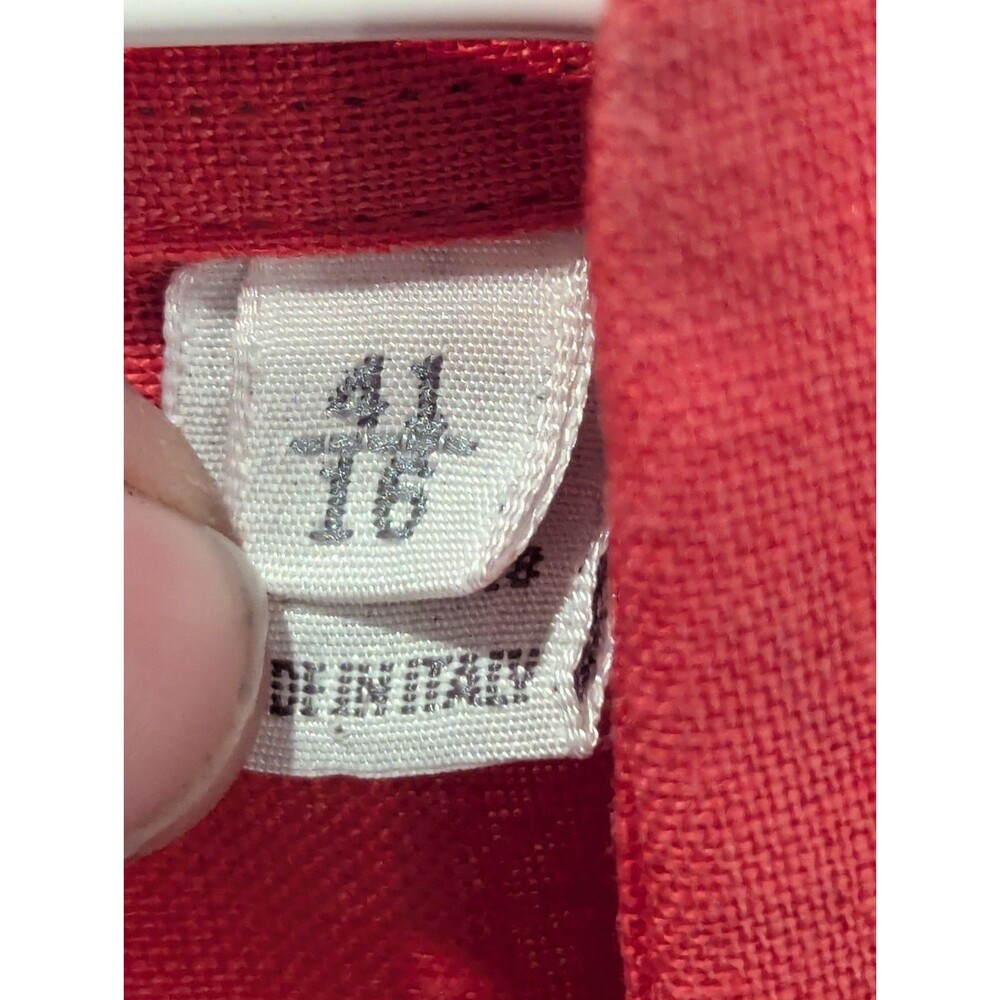 Aster 1973 Mens Dress Shirt 41 16 solid Coral Button Down Linen made in Italy - Picture 9 of 12